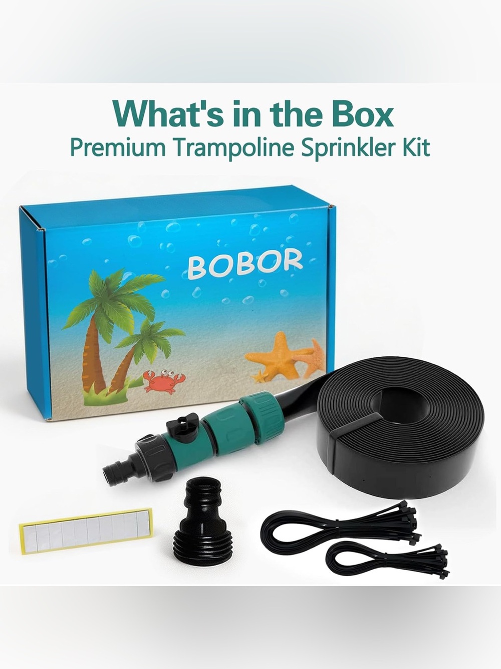 NIB Bobor Trampoline Sprinkler Kids Outdoor Summer Fun Water Toy 39 ft New